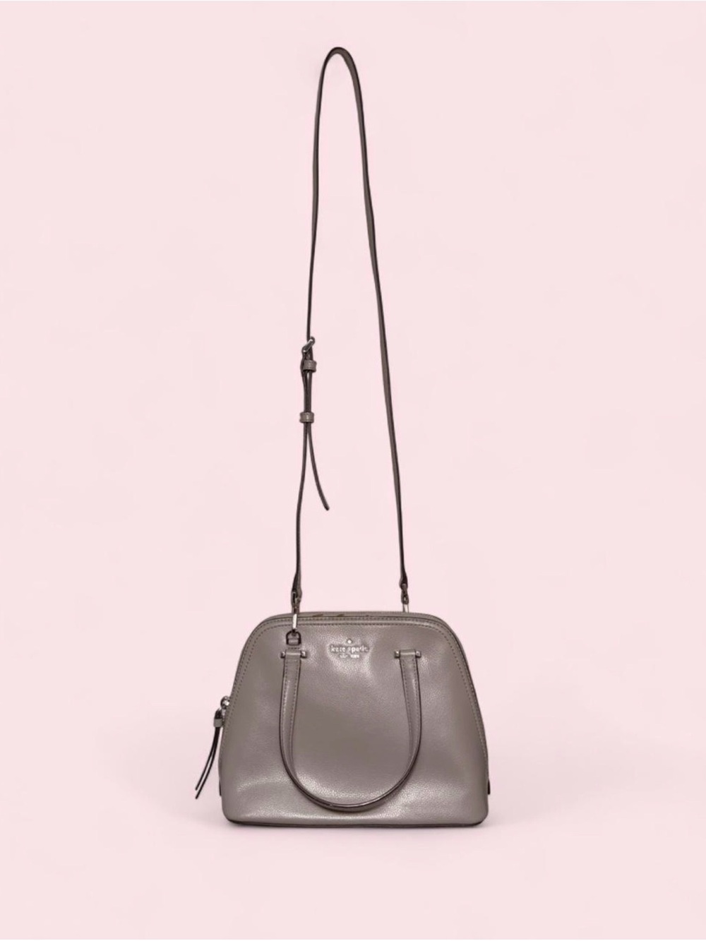 Kate Spade Patterson Drive Small Dome Satchel Taupe Gray Leather Crossbody - Picture 3 of 11
